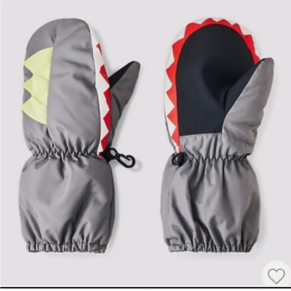 New Cat & Jack Toddler Gray Shark Insulated water proof Mittens 12-24M N…